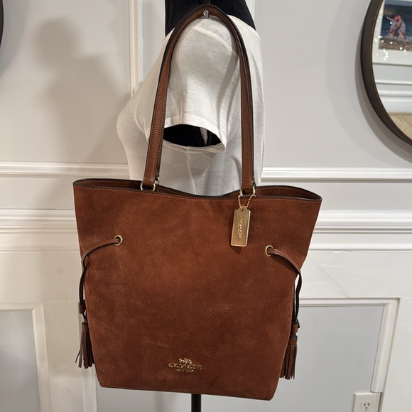 Coach Andy Suede Tassel Tote Bag RARE - Picture 9 of 16